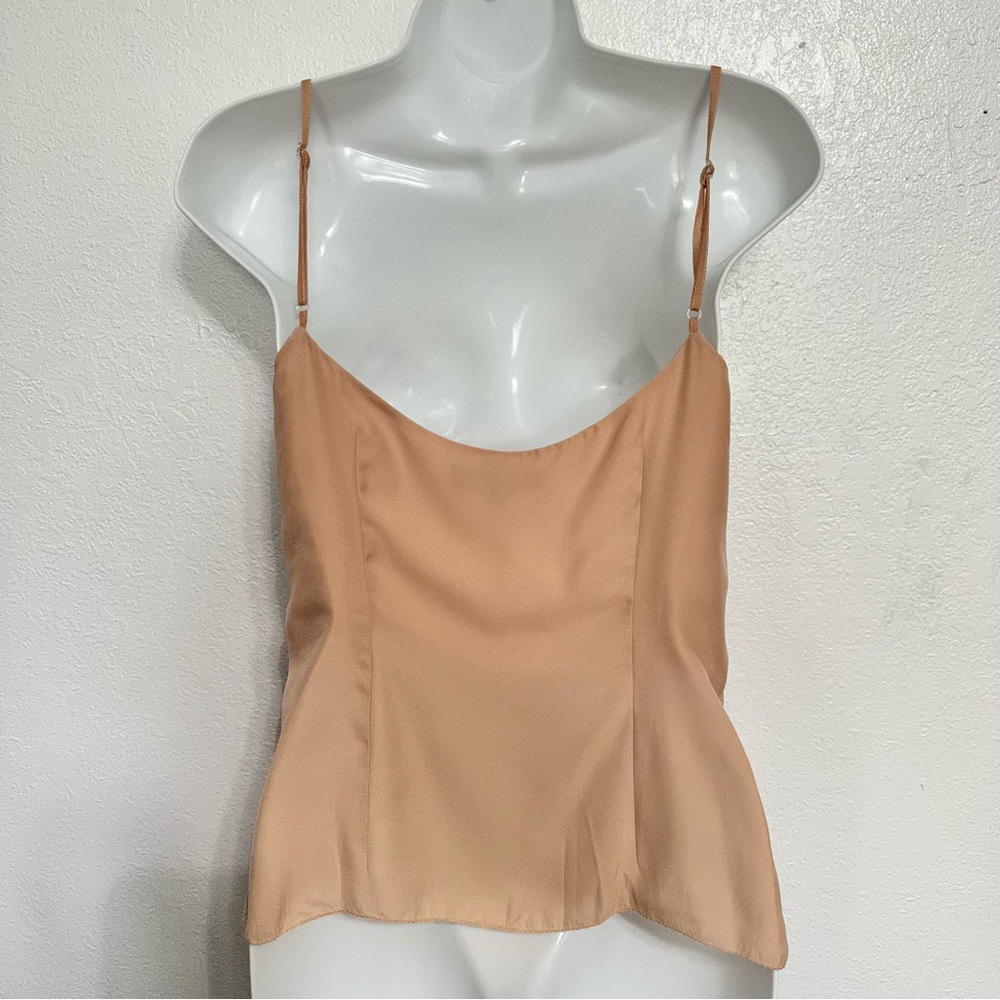 Biyan nude spaghetti strap silky tank top m - Picture 4 of 8